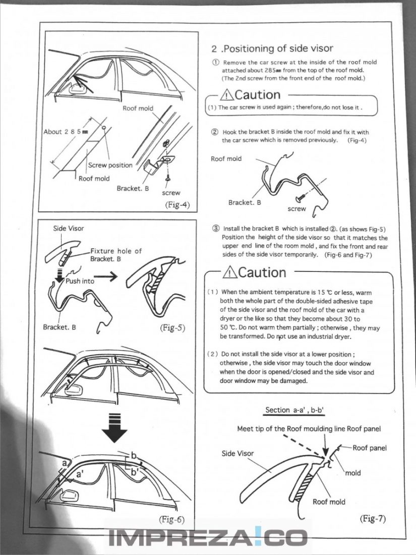 Subaru Impreza Wind Deflector Fitting Instructions